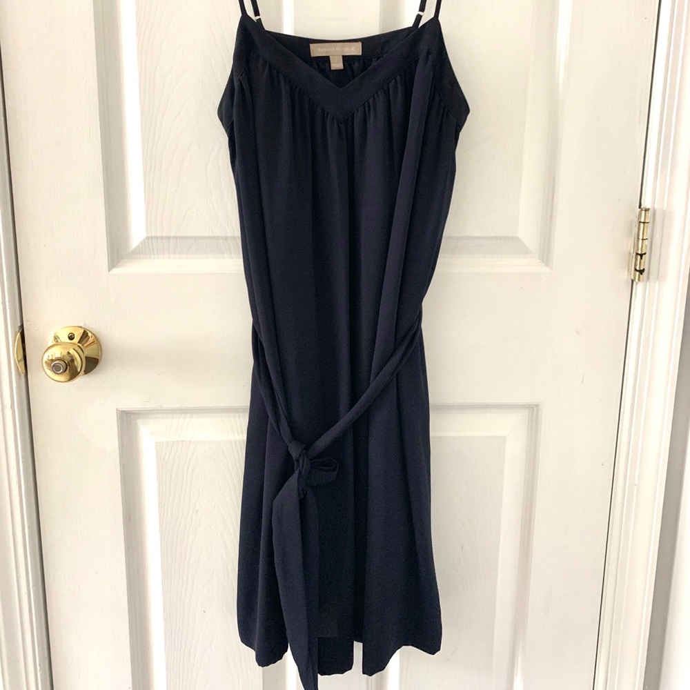 Banana Republic: Navy Blue Shift Dress with Tie
